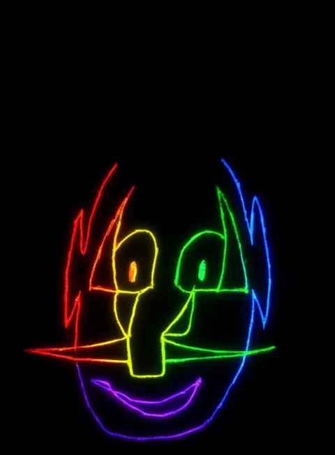 Bigote Feliz Neon Arcoiris Fondo Negro Gratis 1761336278 - Pasion Amor Deseo - Estados Positivos Alta Energia | Neon Emotion Gallery
