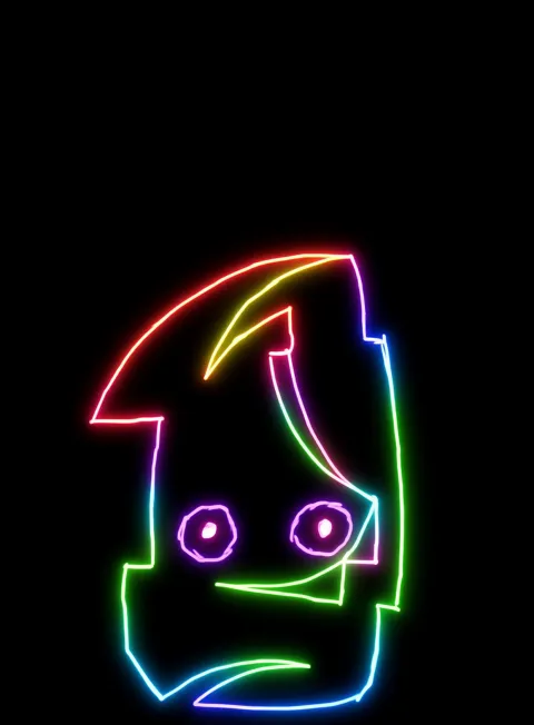 Nene Triste Neon Arcoiris Fondo Negro Gratis 1764590054 - Soledad Vacio Silencio - Estados Introspeccion Profunda | Neon Emotion Gallery