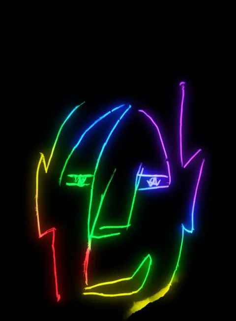 Rostro Cosmico Neon Arcoiris Fondo Negro Gratis 1759922167 - Caos Confusion Turbulencia - Estados Intensos Conflictivos | Neon Emotion Gallery
