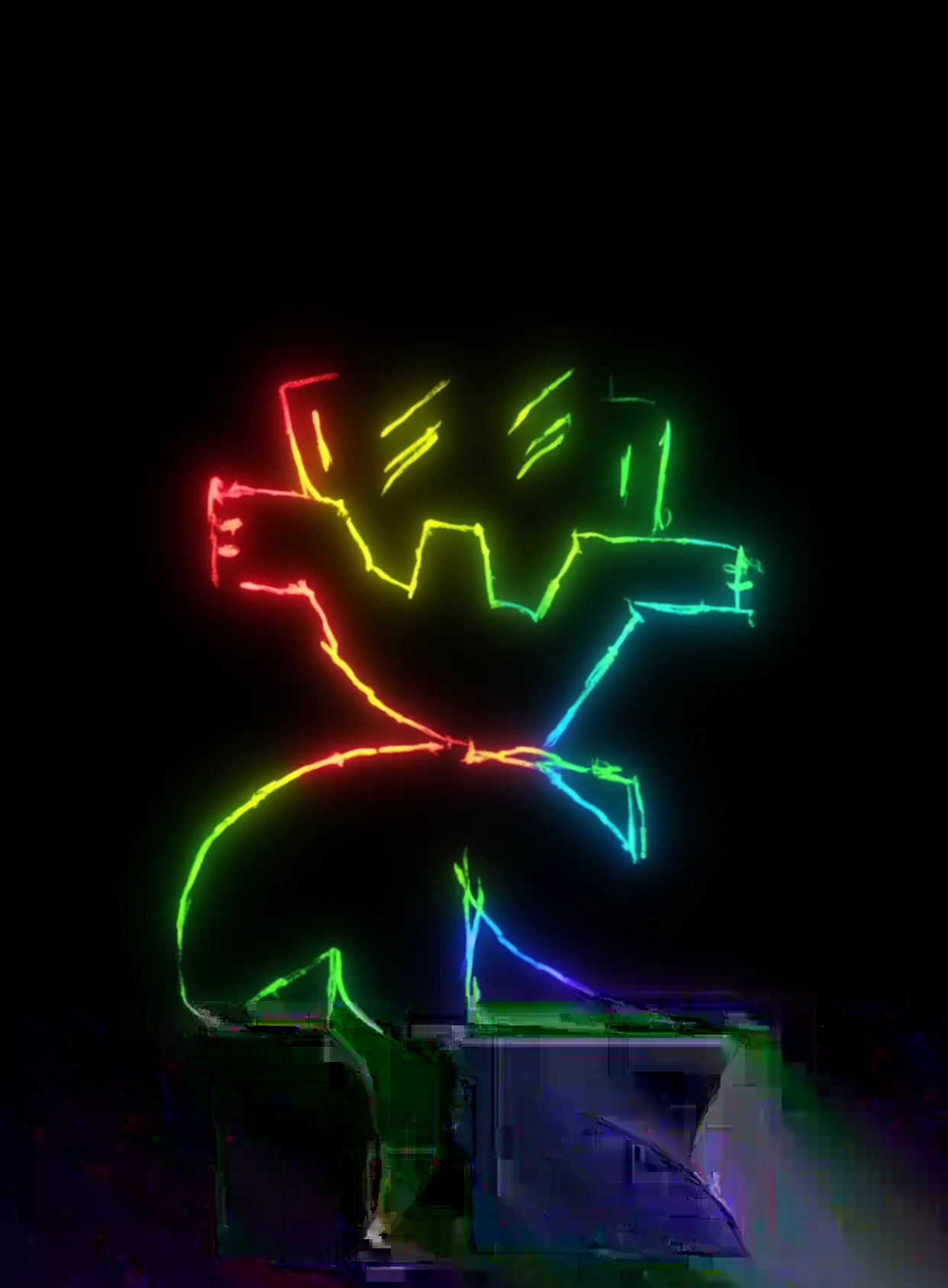 Silueta Abstracta Neon Arcoiris Fondo Negro Gratis 1759089600 - Caos Confusion Turbulencia - Estados Intensos Conflictivos | Neon Emotion Gallery