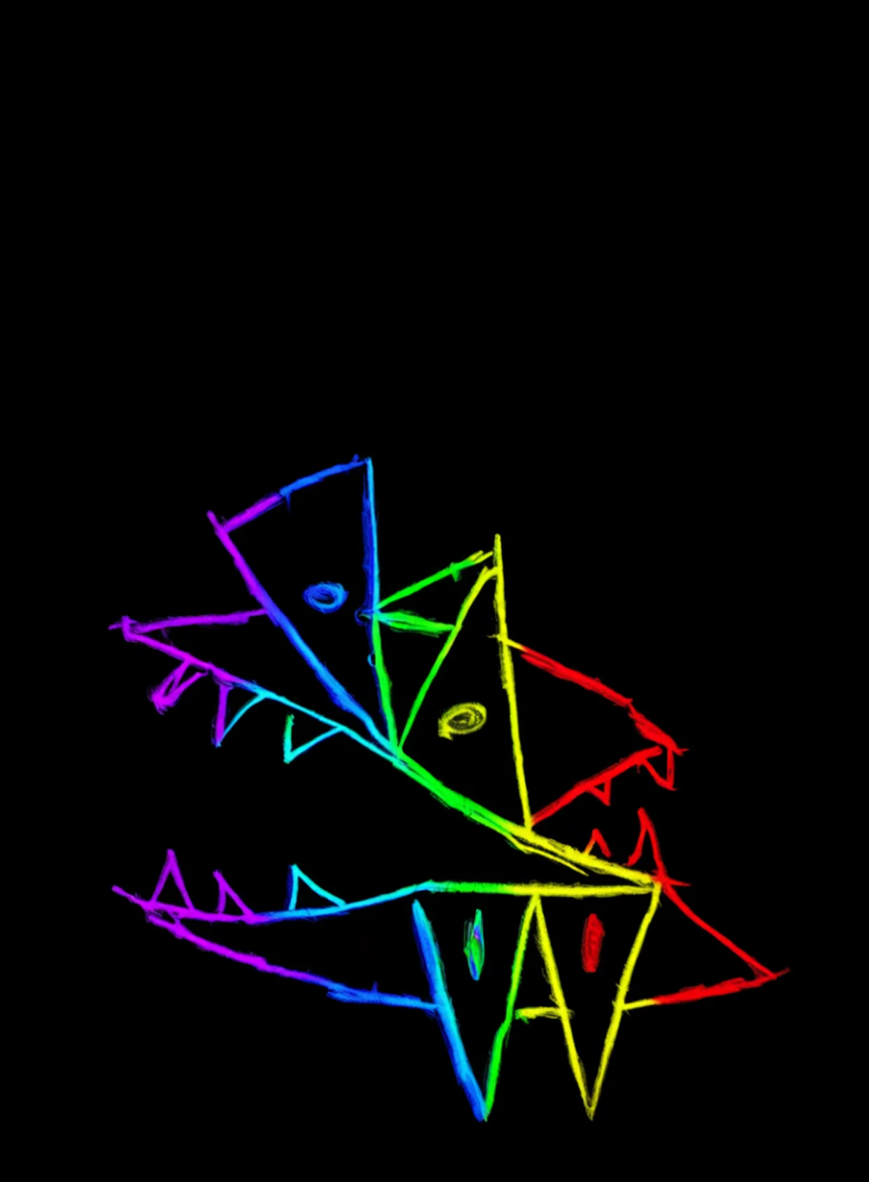 Dientes Peligro Neon Arcoiris Fondo Negro Gratis 1758629048 - Geometria Psiquica Formas - Estados Abstractos Puros | Neon Emotion Gallery